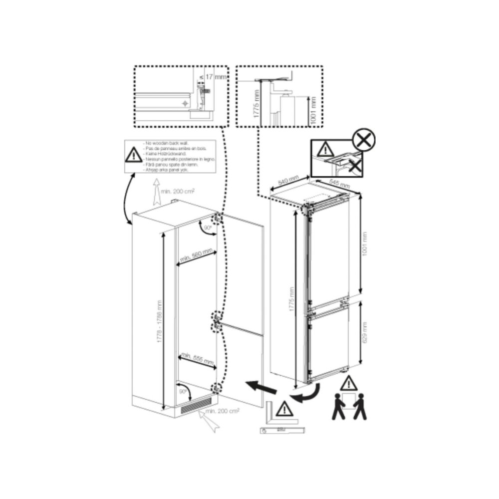 BCSA285K4SFN Combined refrigerator h177 Static Ventilated Inverter