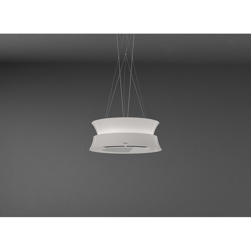 Elevate your kitchen with the elegance of the Falmec Dama Island Hood in white, gunmetal, copper and stainless steel.