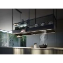 Spazio Island Hood 180 cm in stainless steel or black painted. Smoked glass shelves : colours - black BA