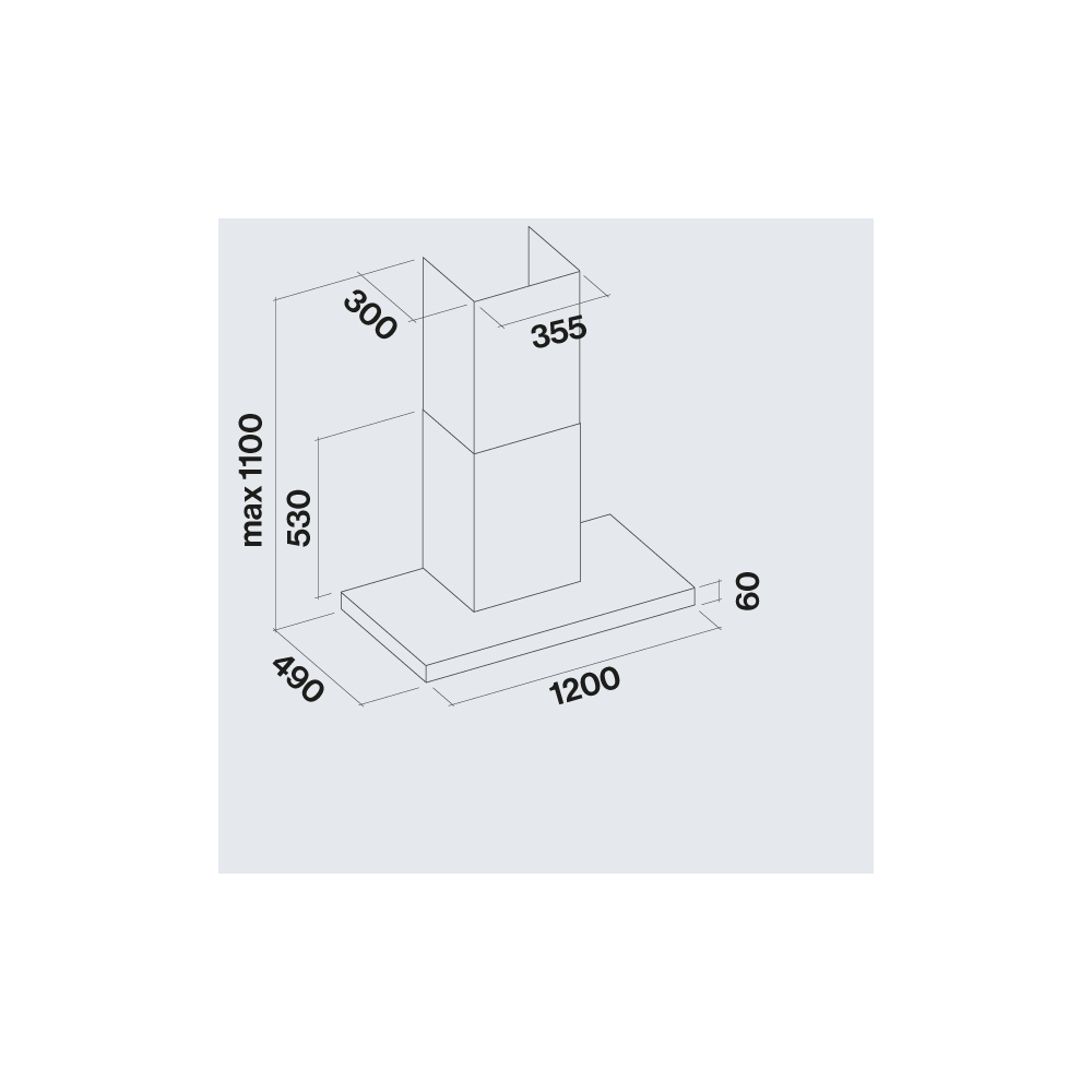falmec hotte murale noire Plane Plus NRS 120 cm