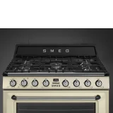 Explore the beautiful elegance of Smeg TR90P2: Victoria kitchen 90x60 cm with electric oven and gas cooker in cream.