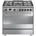 Smeg BG91PX2 : Cuisine inox 90x60 cm, plaque de cuisson gaz et four thermoventilé
