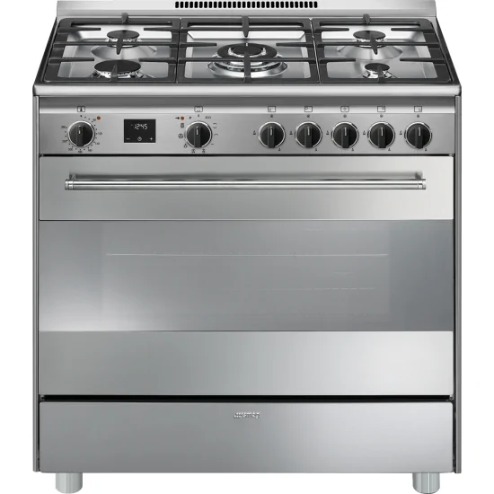 Qualité et style dans votre cuisine : Découvrez la table de cuisson gaz thermoventilée Smeg BG91PX2 en inox 90x60 cm.