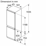 Bosch KIN96NSE0: Prestazione e Stile in un Frigorifero Combinato da Incasso con Cerniera a Traino di 193.5 x 54.1 cm