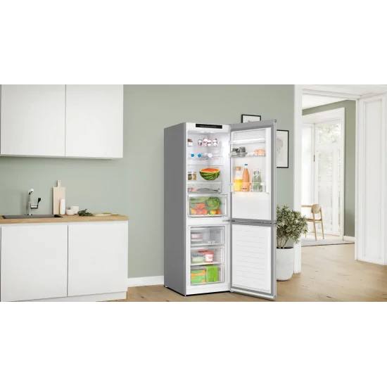 Bosch KGN362LDF : Réfrigérateur combiné pose libre en inox, 186 x 60 cm. Style et fonctionnalité pour votre cuisine.