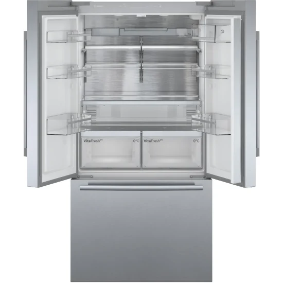 High efficiency and impeccable style with the Bosch KFF96PIEP multi-door refrigerator: innovation for your kitchen.