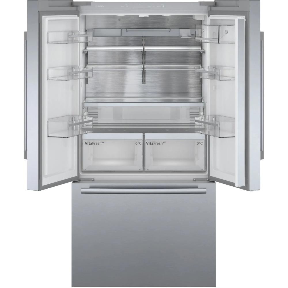 High efficiency and impeccable style with the Bosch KFF96PIEP multi-door refrigerator: innovation for your kitchen.