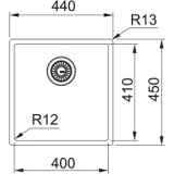 Luxueux évier Franke BXM 210/110-40 en Anthracite/Cuivre/Or : parfait pour une cuisine raffinée. Dimensions de 440x450mm.