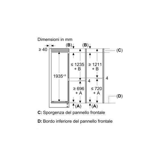 La soluzione perfetta per un'eleganza senza compromessi: il frigorifero combinato incasso KB96NVFE0 da 193.5 x 70.8 cm con cerni