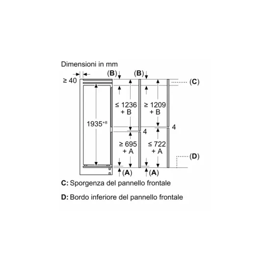 KI96NVFD0 Frigorifero combinato Porta con cerniera piatta