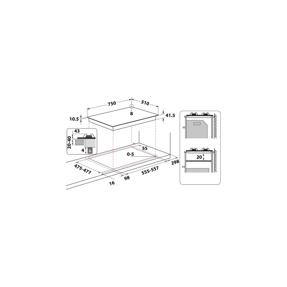 Hotpoint FTGHG751D/HA(BK) - Black Gas Cooking Plan | DuegStore.com