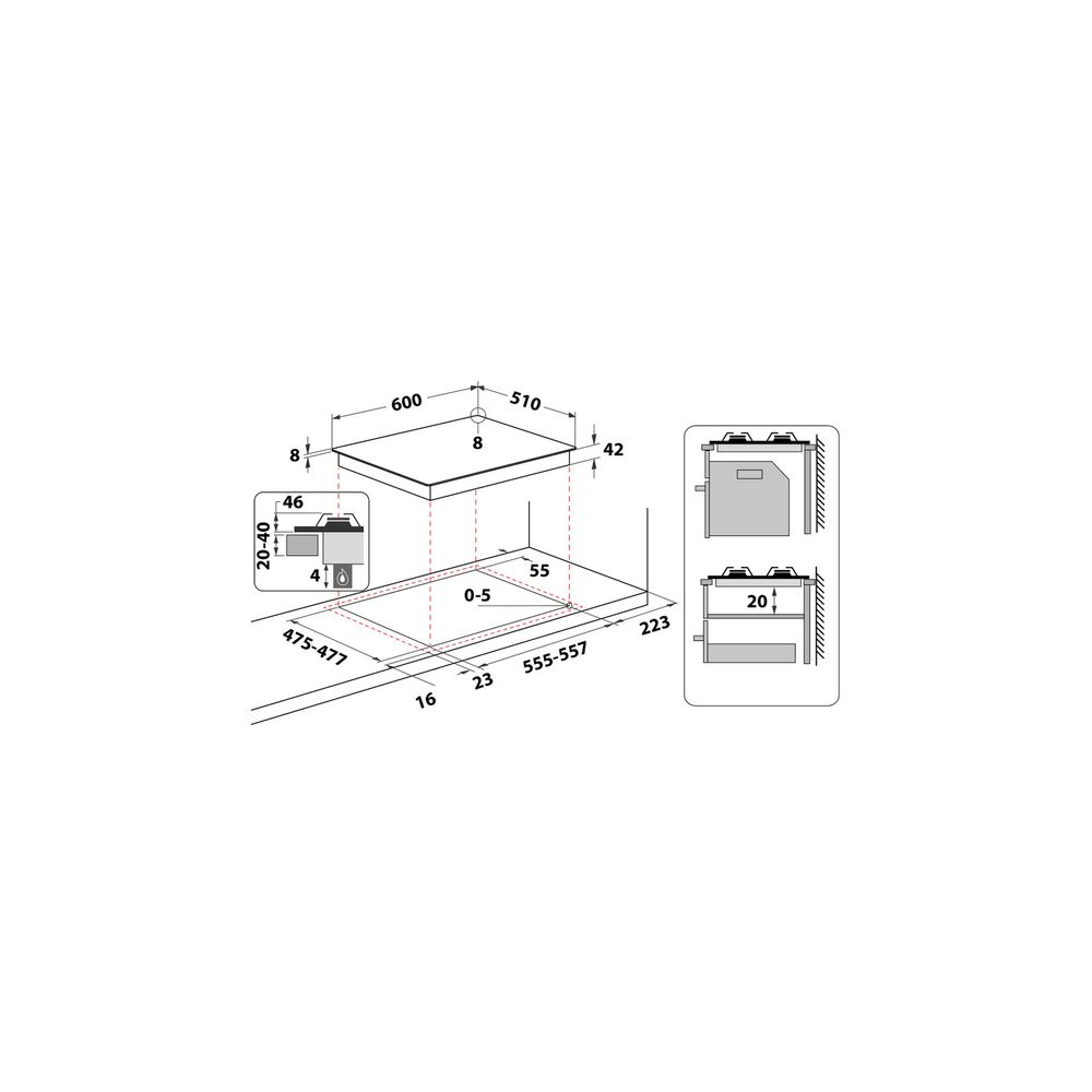 Hotpoint FTGHG641D/HA(BK) - Black Gas Cooking Floor 60 DuegStore.com
