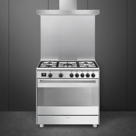 Smeg BG91X2: Cocina de gas 90x60 cm con horno eléctrico