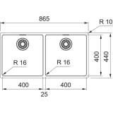 Franke Maris MRX 120-40-40: Unterbauspüle aus satiniertem Edelstahl mit 2 Becken