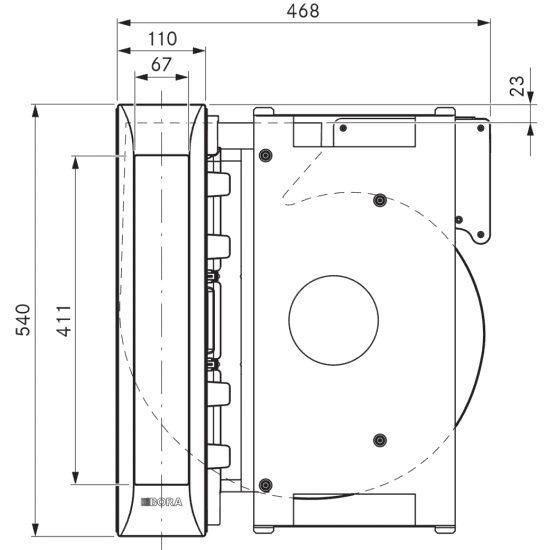 Bora PKAS3AB Pro Suction System for Piano Cooking with Fan Integrated All Black ← Bora Italia