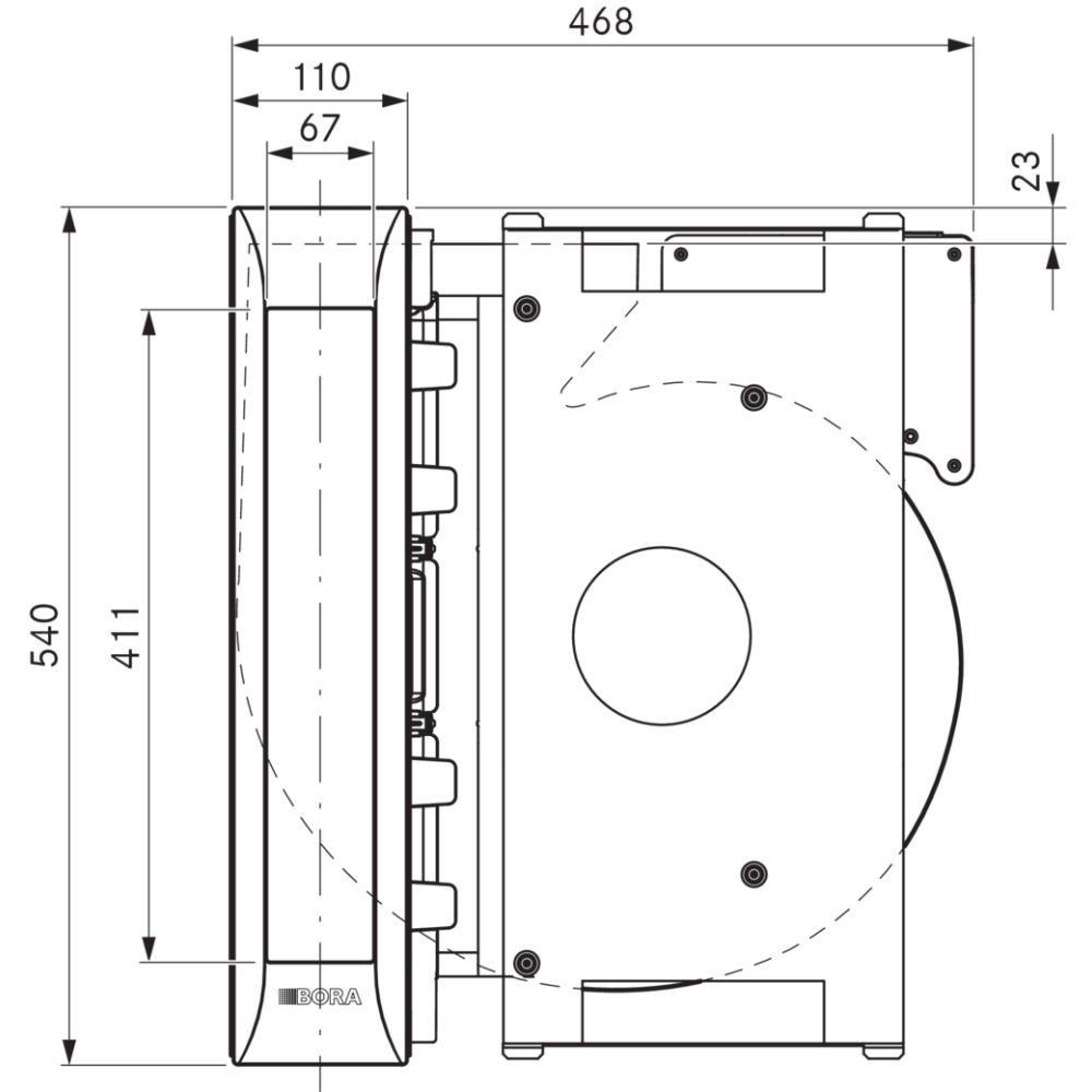 Bora PKAS3AB Pro Suction System for Piano Cooking with Fan Integrated All Black| Bora Italia