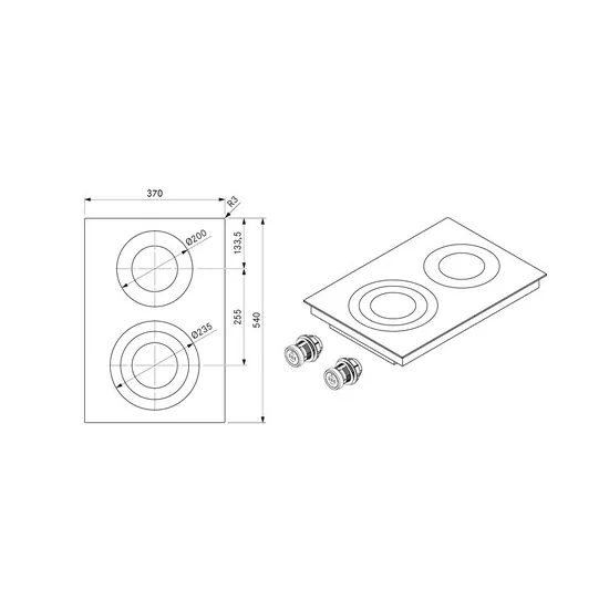 Bora PKCH3AB Pro Piano Cottura Hyper 1 Circuito/2 Circuiti All Black | Bora Italia
