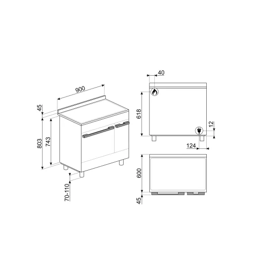 SMEG CPF92GMA 厨房配有燃气灶 90x60 厘米 |现代设计的优雅与功能