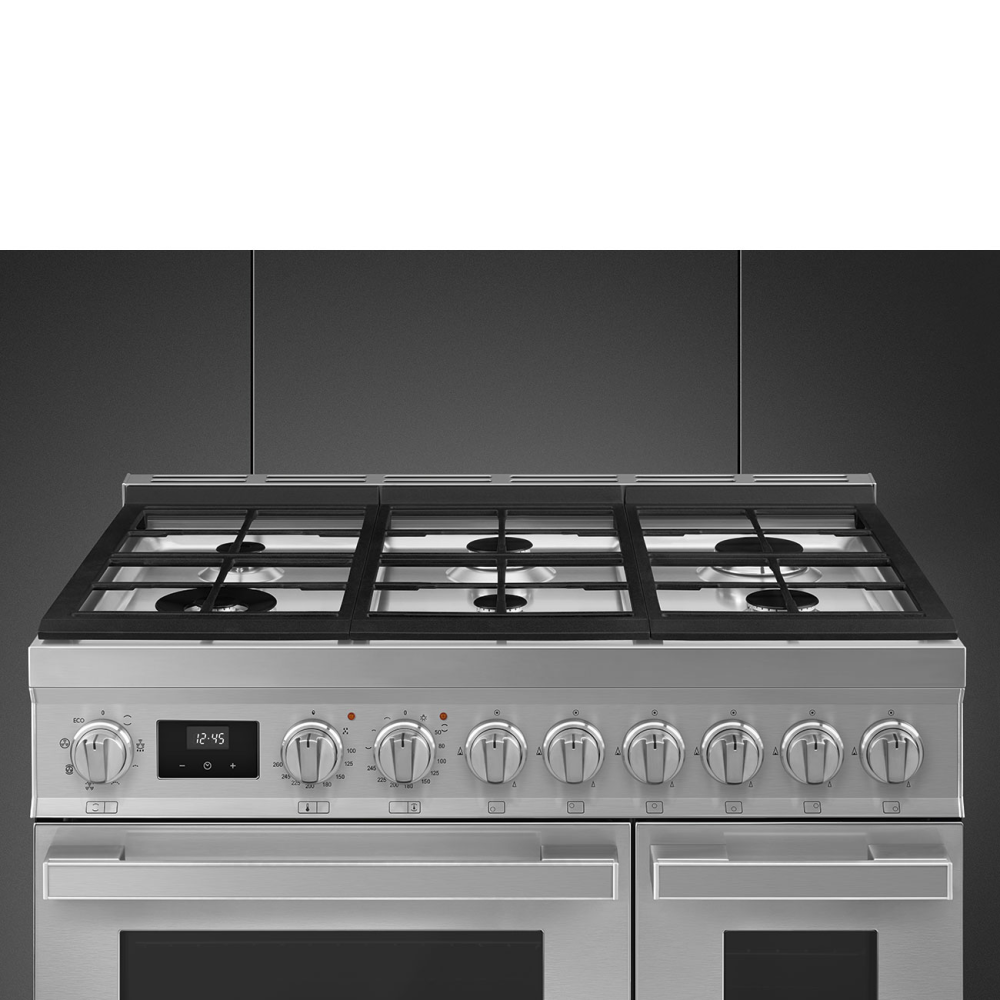 Cuisine SMEG avec cuisinière à gaz 90x60 cm Inox | Elégance et fonctionnalité dans un design moderne