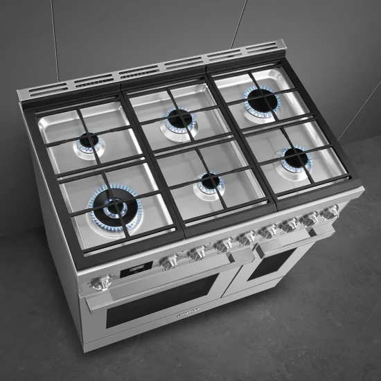 SMEG Küche mit Gasherd 90x60 cm Inox | Eleganz und Funktionalität in einem modernen Design