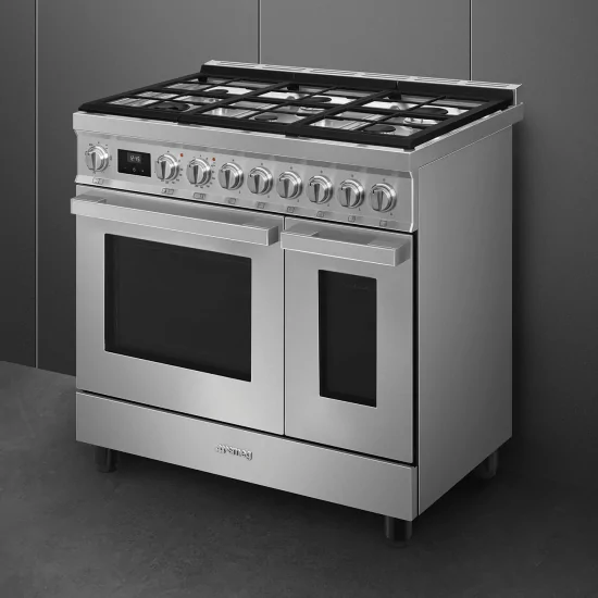 SMEG Küche mit Gasherd 90x60 cm Inox | Eleganz und Funktionalität in einem modernen Design