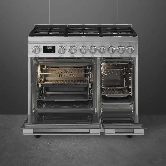 SMEG CPF92GMX Cucina con Piano Cottura a Gas 90x60 cm Inox | Eleganza e Funzionalità in un Design Moderno