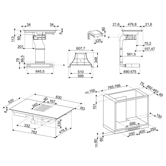 SMEG HOBD182DG Induction hob withtegrated hood 80孔径 https://duegstore.com/zh/2-home
