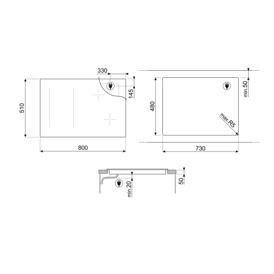 SMEG SIM3844MB Plaque chaude 80 cm https://duegstore.com/fr/2-home