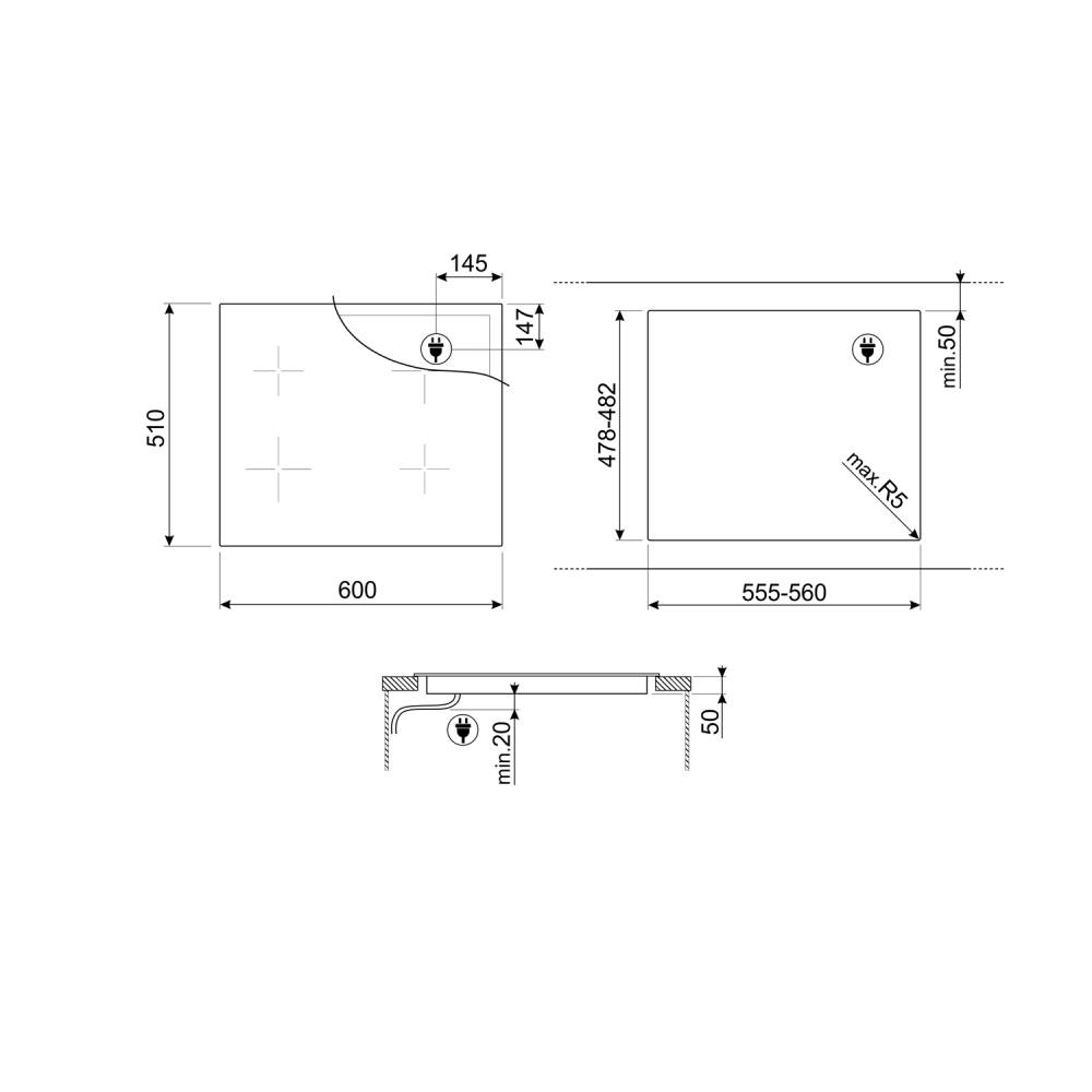 SMEG SIM3644MB Induktionskochfeld 60 cm | https://duegstore.com/de/2-home