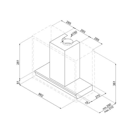 SMEG KSGT93X |Campana extractora integrada |90cm |Acero inoxidable