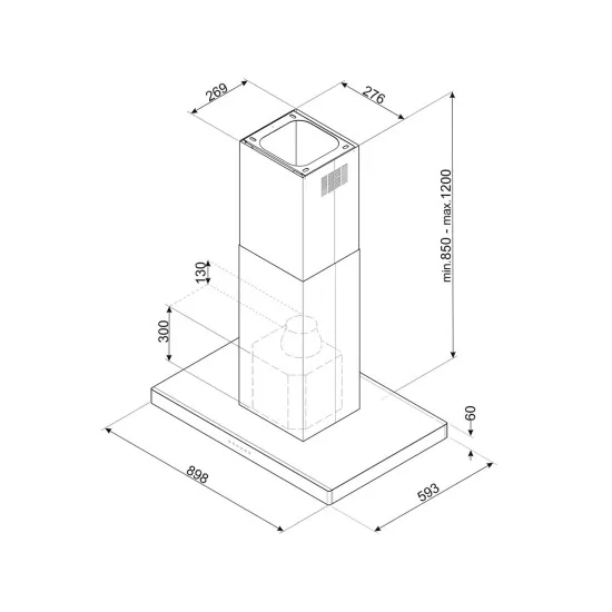 EMSG KBTI9L4VN Island Suction hood: design, performance, kitchen