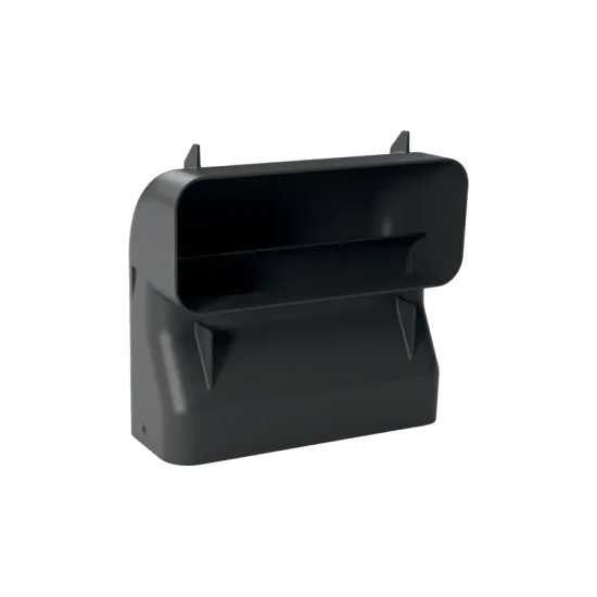 Extra-short plastic flat connector with 90° vertical fold