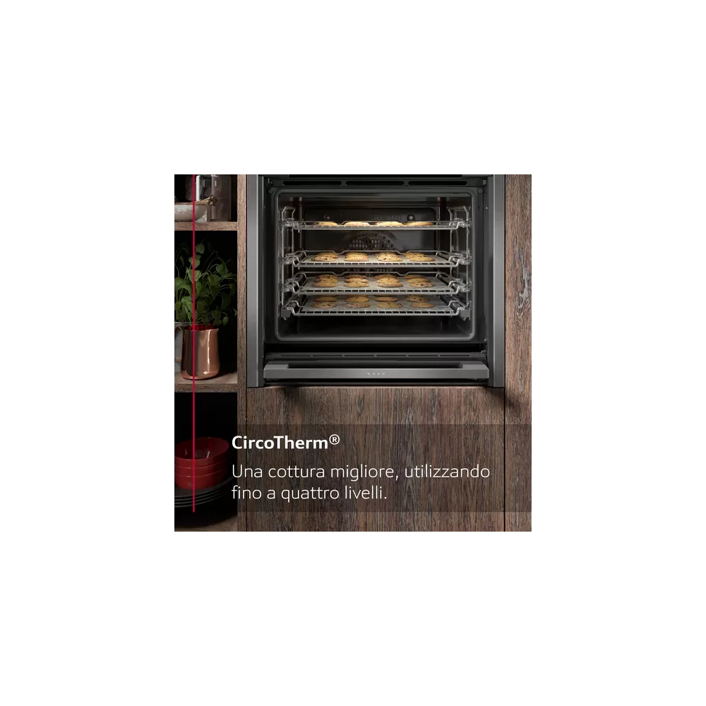 Neff Vario Steam: Slide&Hide® Electric Oven in Graphite Grey.