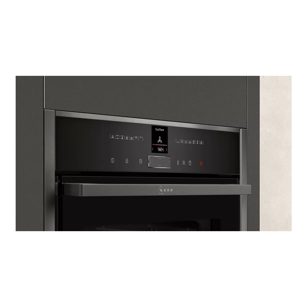 Neff Vario Steam: Slide&Hide® Electric Oven in Graphite Grey.