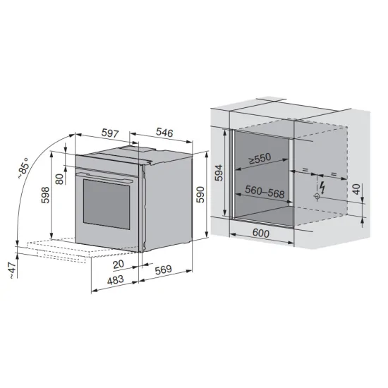 V-ZUG CS2T660ECHA - Forno a vapore professionale, design elegante, specchio platino con maniglia