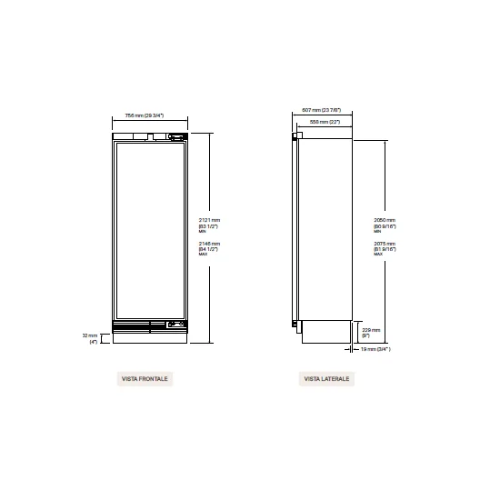 Refrigerator 756x2121mm - Large Capacity in Little Space