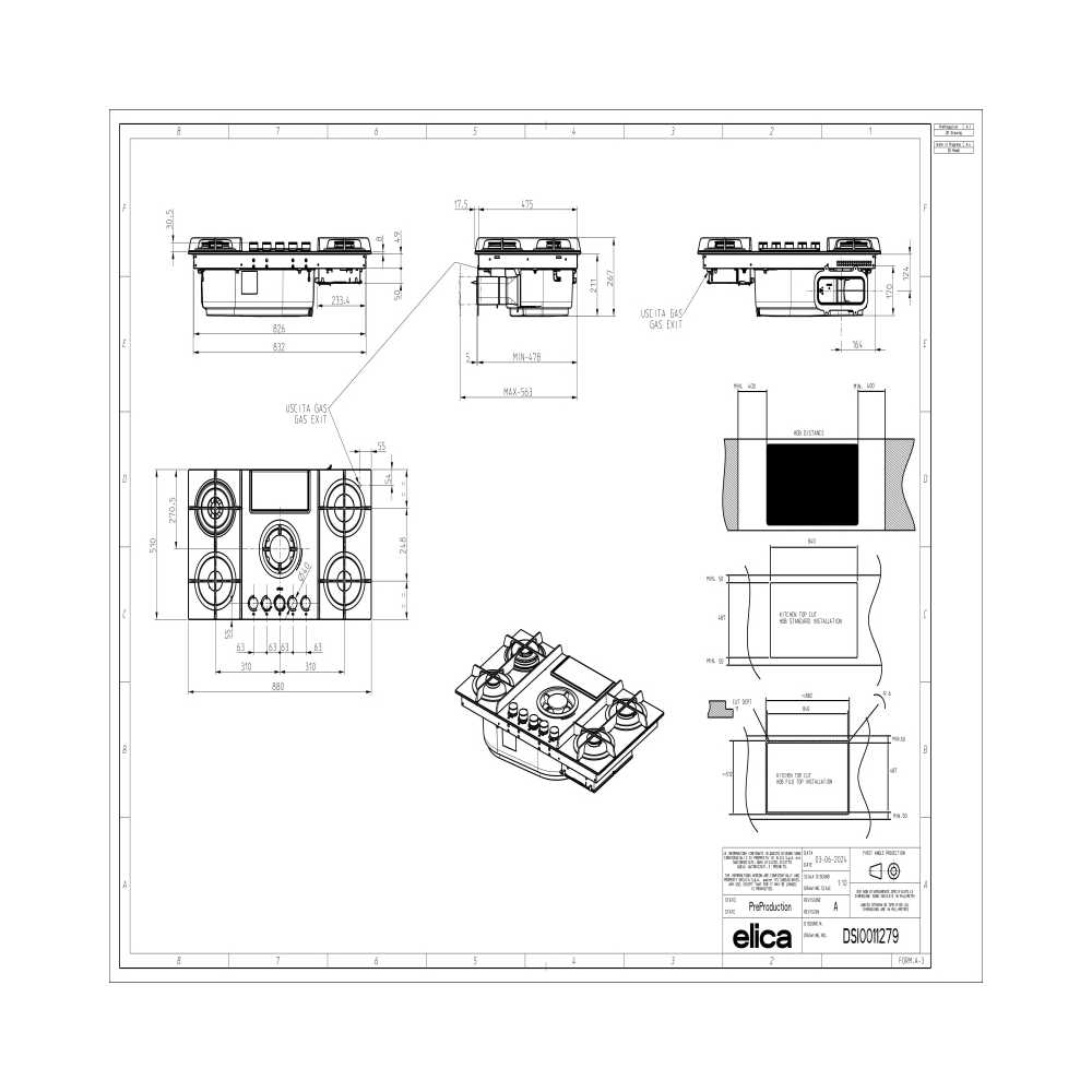 Elica NikolaTesla Flame EVO 90cm: Gas cooking plan with integrated hood | Dueg Store