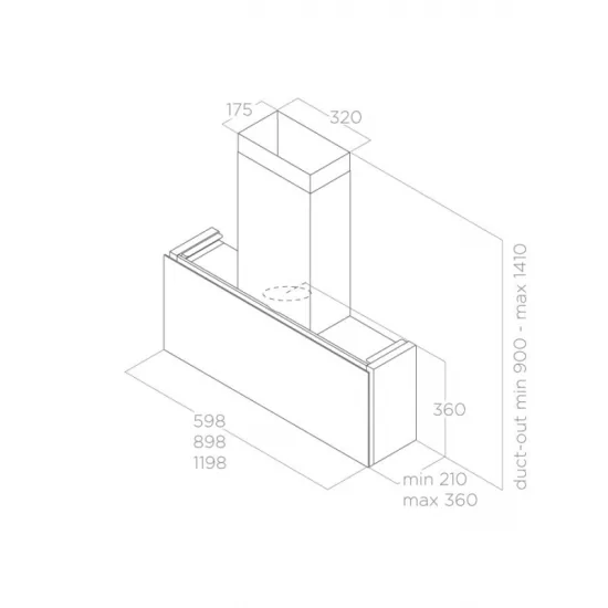 Elica 规则120cm DEKT: Cappa a Parete in Dekton per Cucine Ampie | Dueg Store