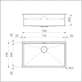 Lavello Foster 1717 056 80 cm - Acciaio Inox 75x44 cm, Vasca 71x40 cm