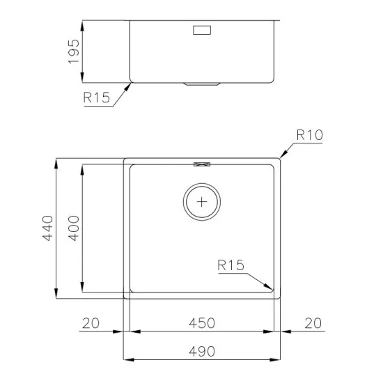 The sink Foster 2154 856 - Stainless Steel Gun Metal - Single Tray 45x40 cm