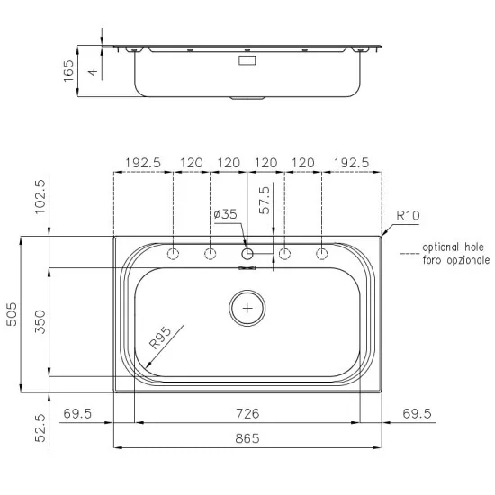 Die Spüle Foster 1 Wanne 80 cm - Edelstahl gebürstet