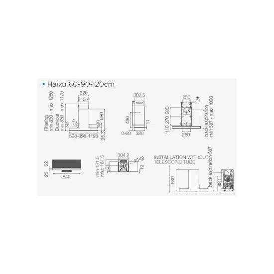 Capucha de pared Elica HAIKU IX/A/90 diseño compacto y alto rendimiento