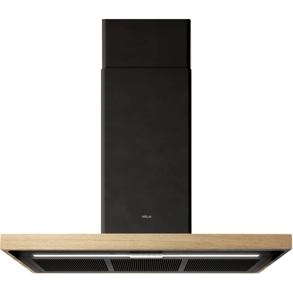 Capucha de pared Elica Marco negro BIO en roble diseño natural y alto rendimiento