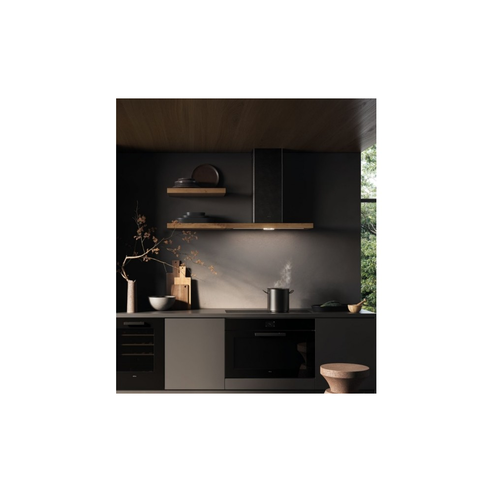 Cappa a parete Elica BIO nero cornice in rovere design naturale e prestazioni elevate