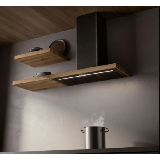 Cappa a parete Elica BIO nero cornice in rovere design naturale e prestazioni elevate
