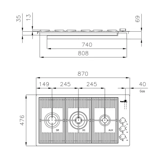 Plan de cocina de gas Foster Milanello Cobre 7680 008: Elegancia y ventajas en la cocina