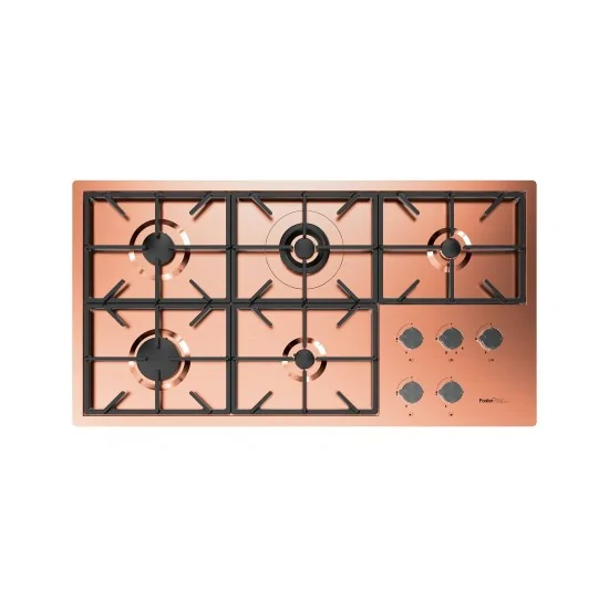 Gaskochplan Foster Mailand 120 cm, 5 Kocher, Design Filotop, Edelstahl gebürstet - Duegstore