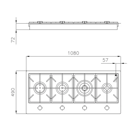 Plan de cocina de gas Foster Milano PVD 7640 009 Oro: Elegancia y rendimiento en la cocina