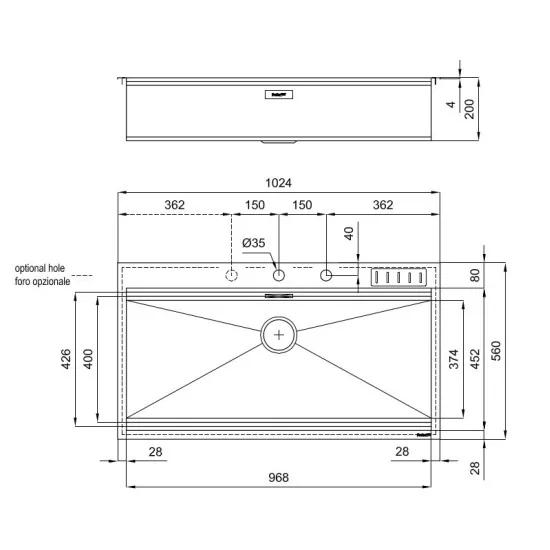 Kitchen sink Foster Milan 1018 055 - Stainless steel