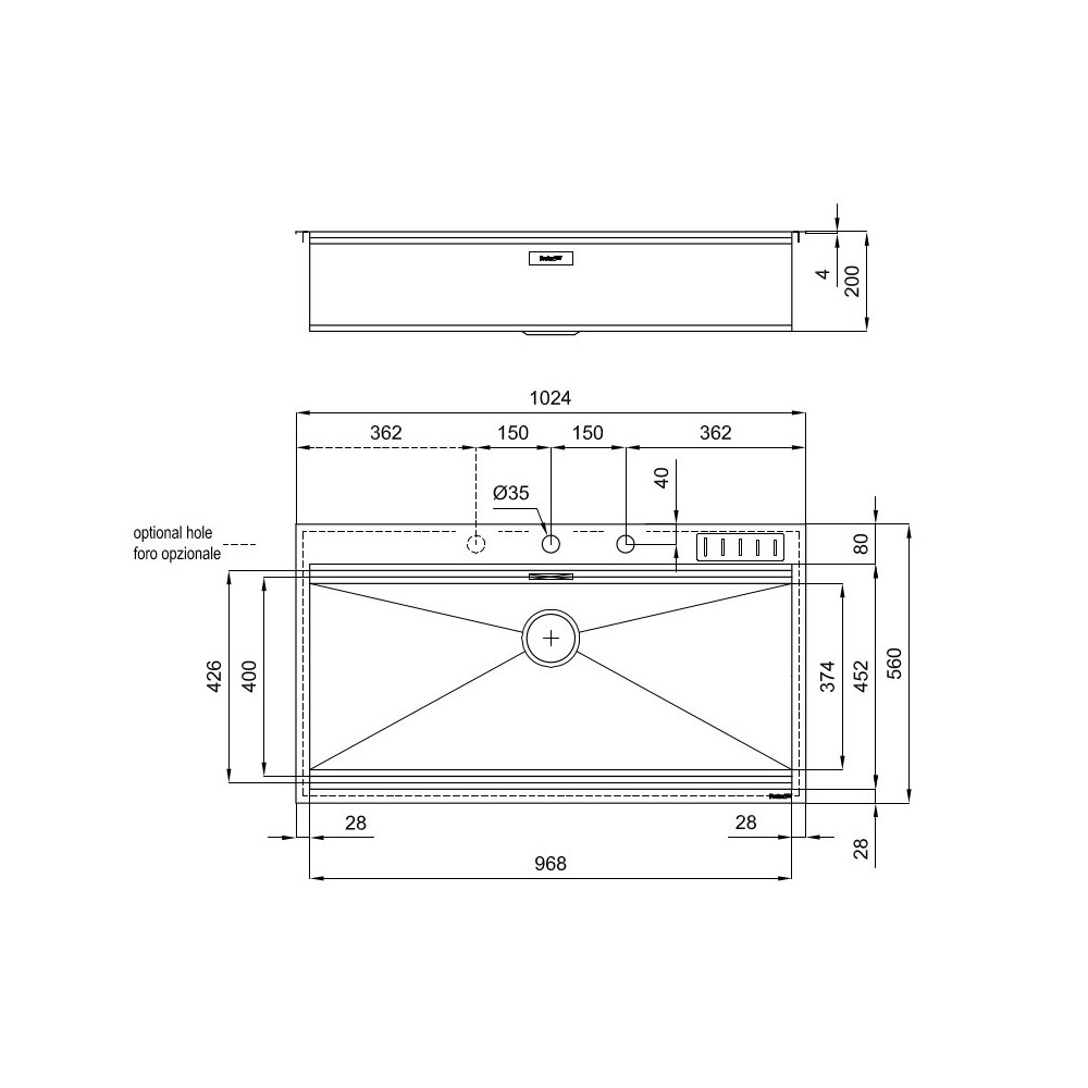 Fregadero de cocina Foster Milan 1018 055 - Acero inoxidable